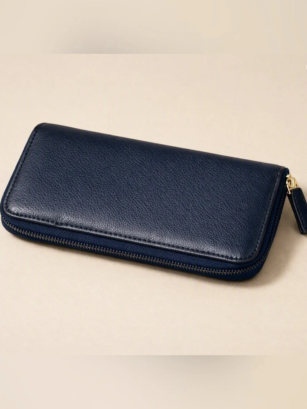 Navy Blue Zip Around Continental Wallet Card Organizer